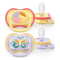 Philips Avent Napp Ultra Air 0-6 mån. - gul, lila - 2 st