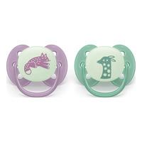 Philips Avent Pacifier Ultra Soft Nighttime - Lila och Grön - 2 st