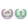 Philips Avent Pacifier Ultra Soft Nighttime - Lila och Grön - 2 st