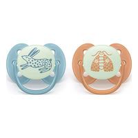 Philips Avent Pacifier Ultra Soft Nighttime - Blå och Orange - 2 st