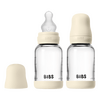 BIBS Glass Baby Bottle Round Silicone 2-pack 120 ml Slow Flow - Ivory - 2 st