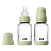 BIBS Glass Baby Bottle Round Silicone 2-pack 120 ml Slow Flow - Sage - 2 st