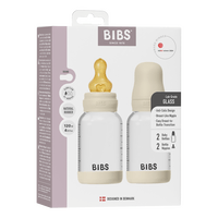 BIBS Glass Baby Bottle Round Latex 2-pack 120 ml Slow Flow - Ivory - 2 st