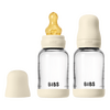 BIBS Glass Baby Bottle Round Latex 2-pack 120 ml Slow Flow - Ivory - 2 st