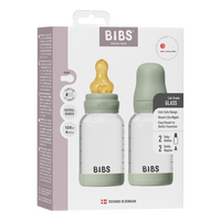 BIBS Glass Baby Bottle Round Latex 2-pack 120 ml Slow Flow - Sage - 2 st