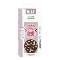BIBS Napp Studio Colour 2-pack Polka Latex Size 1 - Baby Pink/Mocha - 2 st