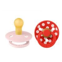BIBS Napp Studio Colour 2-pack Polka Latex Size 1 - Blossom/Candy Apple - 2 st