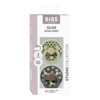 BIBS Napp Studio Colour 2-pack Polka Latex Size 1 - Sage/Iron - 2 st