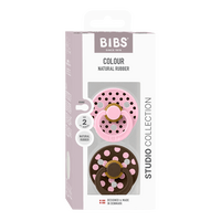 BIBS Napp Studio Colour 2-pack Polka Latex Size 2 - Baby Pink/Mocha - 2 st