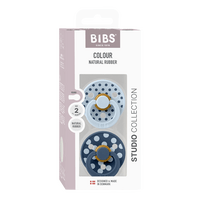 BIBS Napp Studio Colour 2-pack Polka Latex Size 2 - Baby Blue/Steel Blue - 2 st