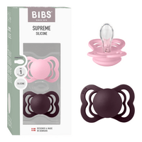BIBS Napp Supreme 2-pack Silicone Size 1 - Baby Pink/Plum - 2 st