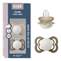BIBS Napp Supreme 2-pack Silicone Size 1 - Vanilla Glow/Dark Oak Glow - 2 st