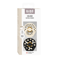 BIBS Napp Studio Colour 2-pack Polka Anatomical Latex Size 1 - Ivory/Black - 2 st