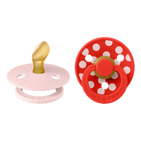 BIBS Napp Studio Colour 2-pack Polka Anatomical Latex Size 1 - Blossom/Candy Apple - 2 st