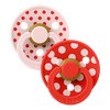 BIBS Napp Studio Colour 2-pack Polka Anatomical Latex Size 1 - Blossom/Candy Apple - 2 st