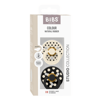BIBS Napp Studio Colour 2-pack Polka Anatomical Latex Size 2 - Ivory/Black - 2 st
