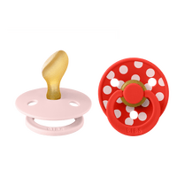 BIBS Napp Studio Colour 2-pack Polka Anatomical Latex Size 2 - Blossom/Candy Apple - 2 st