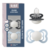 BIBS Napp Supreme 2-pack Silicone Size 2 - Iron Glow/Baby Blue Glow - 2 st