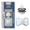 BIBS Napp Supreme 2-pack Silicone Size 2 - Iron Glow/Baby Blue Glow - 2 st