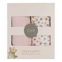 Oh, Poppy! Holly Muslin Swaddles - Fresh Vanilla/Powder Pink - 2 st