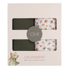 Oh, Poppy! Holly Muslin Swaddles - Fresh Vanilla/Forest Green - 2 st