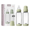 BIBS Glass Baby Bottle Round Silicone 2-pack 240 ml Medium Flow - Sage - 2 st