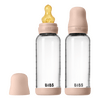 BIBS Glass Baby Bottle Round Latex 2-pack 240 ml Medium Flow Blush - 2 st
