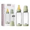 BIBS Glass Baby Bottle Round Latex 2-pack 240 ml Medium Flow - Sage - 2 st