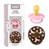 BIBS Napp Studio Colour 2-pack Polka Latex Size 1 - Baby Pink/Mocha - 2 st