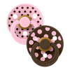 BIBS Napp Studio Colour 2-pack Polka Latex Size 2 - Baby Pink/Mocha - 2 st