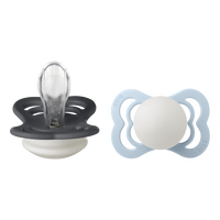 BIBS Napp Supreme 2-pack Silicone Size 1 - Iron Glow/Baby Blue Glow - 2 st
