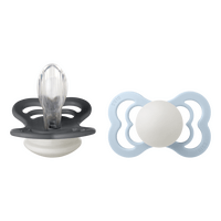 BIBS Napp Supreme 2-pack Silicone Size 2 - Iron Glow/Baby Blue Glow - 2 st