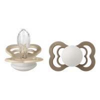 BIBS Napp Supreme 2-pack Silicone Size 2 - Vanilla Glow/Dark Oak Glow - 2 st