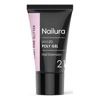 Nailura Poly Gel 21 - Light Pink Glitter - 30 g