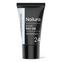 Nailura Poly Gel 24 - Frosted White Glitter - 30 g