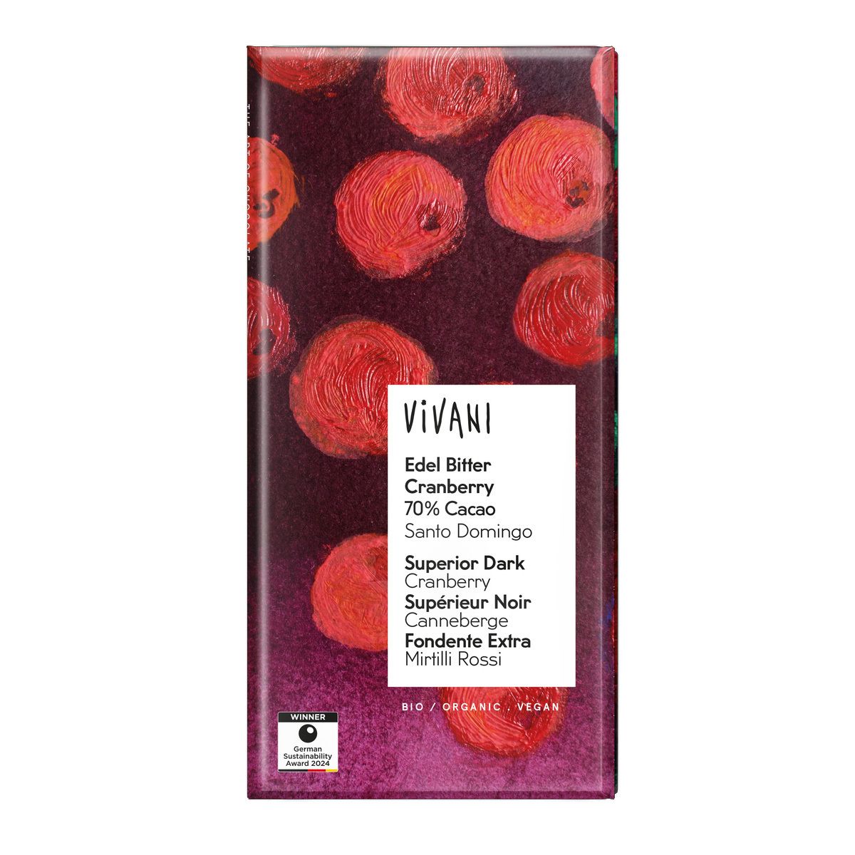 Vivani Mörk Choklad med Tranbär EKO - 100 g