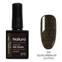 Nailura Gel Polish 375 - Olive Green Gray Glitter - 10 ml
