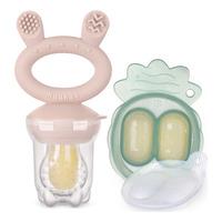 Haakaa Freeze-N-Feed Mini Combo - Blush Feeder + Pea Green Tray