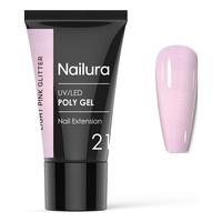 Nailura Poly Gel 21 - Light Pink Glitter - 30 g