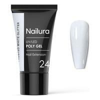 Nailura Poly Gel 24 - Frosted White Glitter - 30 g