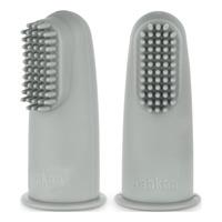 Haakaa Textured Silicone Finger Toothbrush - Suva Grey - 2 st