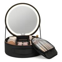 UNIQ Svart LED Makeup-Spegel med 3-färgat Ljus & Förvaring