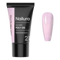 Nailura Poly Gel 21 - Light Pink Glitter - 30 g