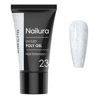 Nailura Poly Gel 23 - Silver Glitter - 30 g