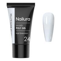 Nailura Poly Gel 24 - Frosted White Glitter - 30 g