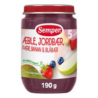 Semper Fruktpuré med jordgubbar, äpplen, päron, bananer och blåbär 5 mån+ - 190 g