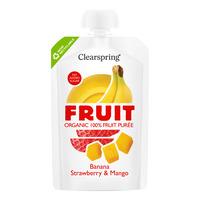 Clearspring 100% Fruktpuré - Banan, Jordgubb & Mango, eko - 100 g