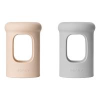 Hevea Wide neck Sleeve 150 ml - Milky White & Gorgeous Grey - 2 st