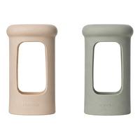 Hevea Wide neck Sleeve 250 ml - Sand & Seafoam Blue - 2 st
