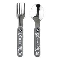 Akuku Stainless Steel Spoon and Fork - Grey - 1 set